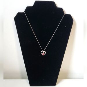 Kay Jewelers Silver Necklace with Ruby Heart Pendant